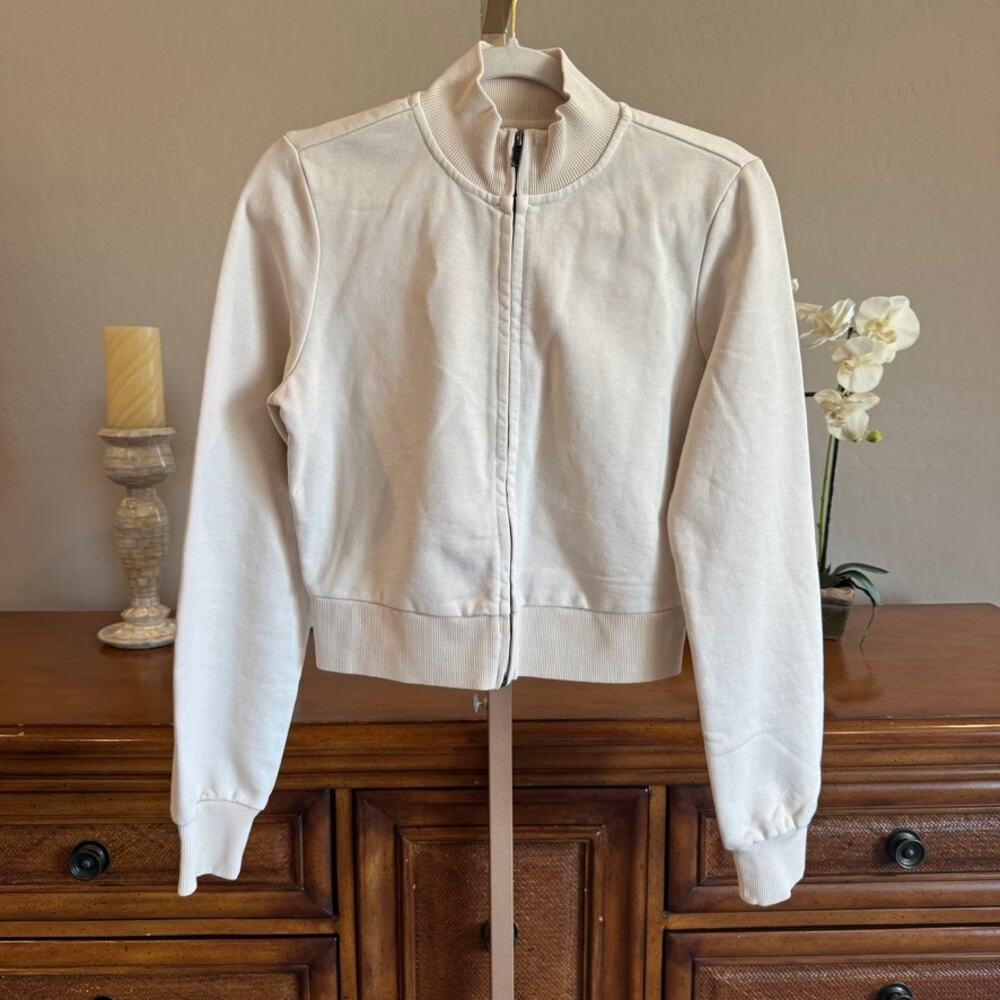 SKIMS Boyfriend Fleece Track Jacket Buff Size S NWT - Picture 2 of 11